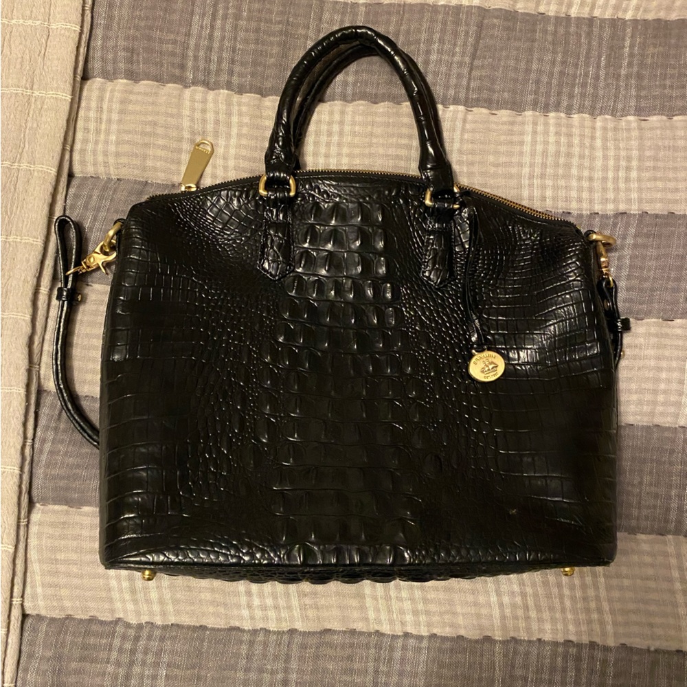 Brahmin Duxbury Leather Crocodile Embossed Satchel Bag